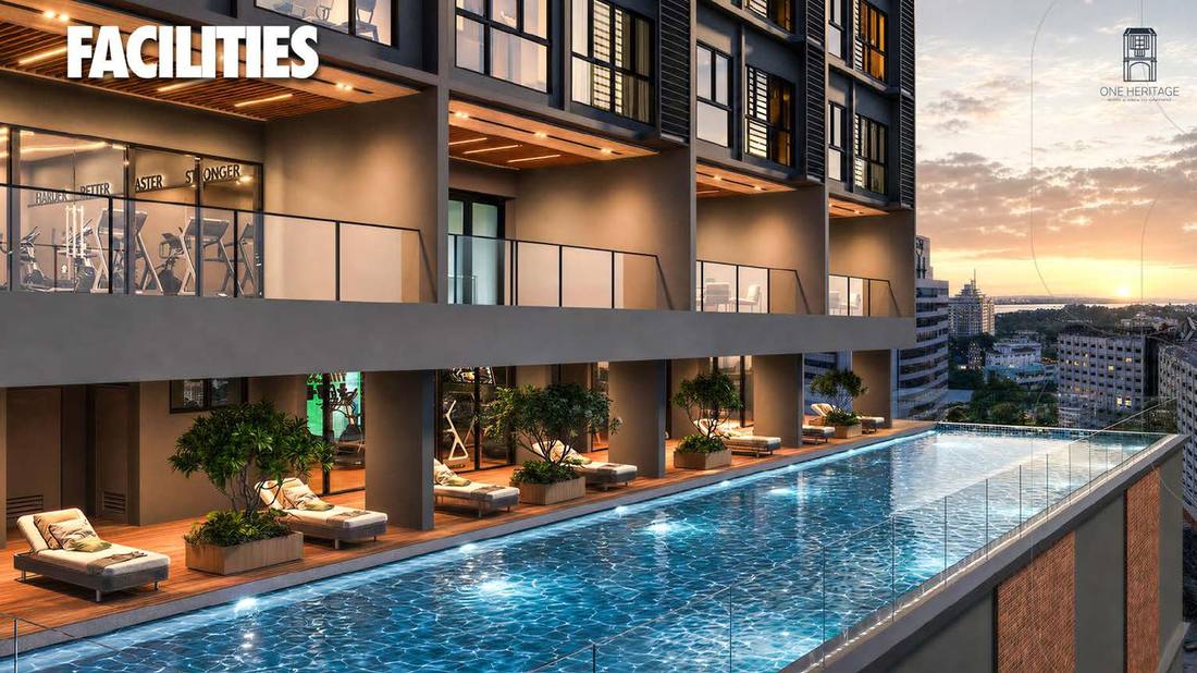Swimming pool on the Level 22 amenity floor, One Heritage JB