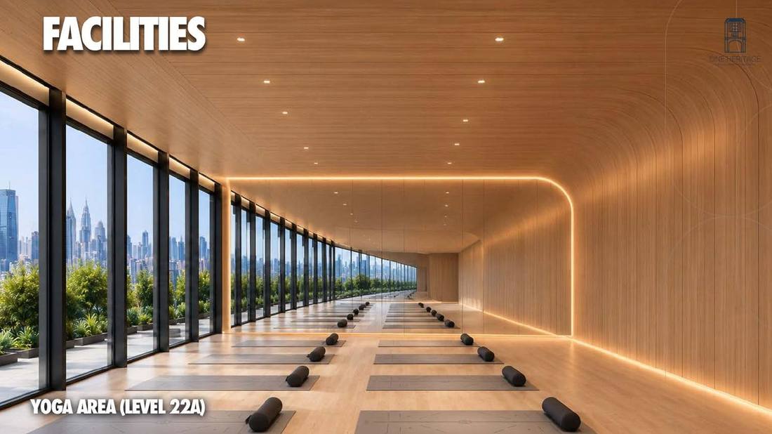Yoga area with Johor Bahru skyline view, One Heritage JB Level 22A